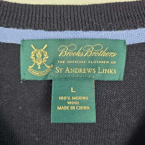 Brooks Brothers Argyle Sweater Vest 100% Merino Wool Large - Picture 3 of 4